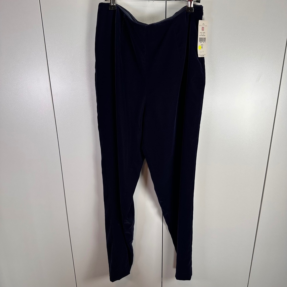 NWT SB‎ Collection Velvet Pants Womens 12 Navy Minimalist Chic Fall Orig $128